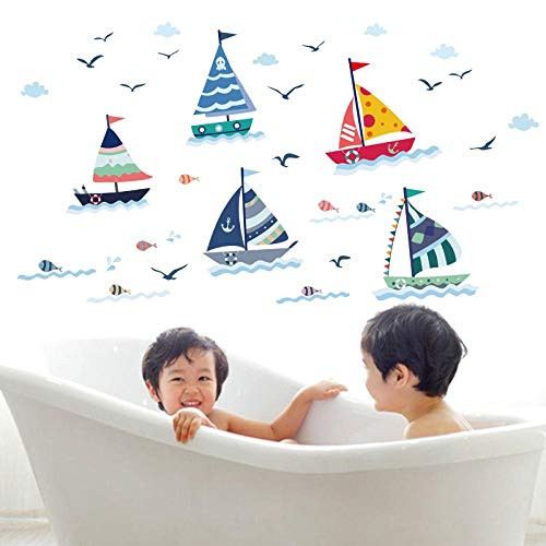 Wall Sticker Cartoon Sailboat with Sea View Wall Sticker for Kids Rooms Home Decoration Glass Window Background Mural Decals Poster Stickers Wall Sticker Cartoon Sailboat with Sea View Wall Sticker for Kids Rooms Home Decoration Glass Window Background Mural Decals Poster Stickers