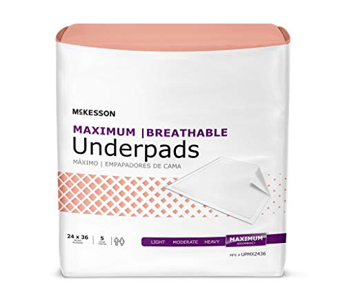 Mckesson Disposable Underpad Max 24 X 36 Inch Heavy Absorbency, UPMX2436 Bag of 5