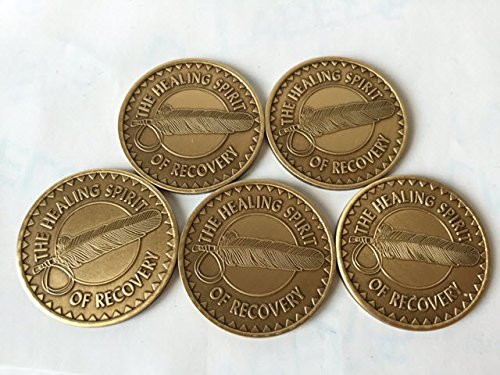 wendells Bulk Lot of 5 Healing Spirit of Recovery Great Spirit Native American AA Alcoholics Anonymous Bronze Medallion Chip Set Medallions