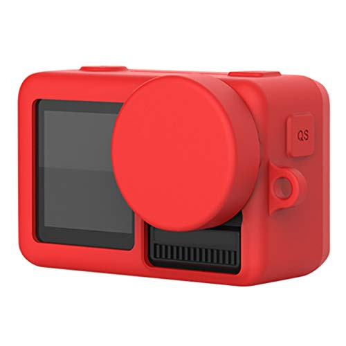Egmy_ Full Body Shell Cover Case for DJI OSMO Action Camera, Silicone Protective Housing Shell Cover Case with Lanyard for DJI OSMO Action Camera Red