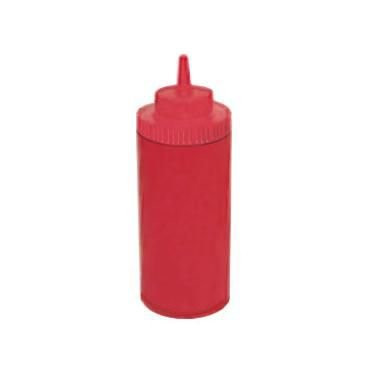 Winco PSW-16R 16 Oz Wide-Mouth Red Squeeze Bottle