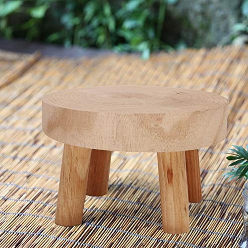 Vintage Wood Grain Garden Plant Pot Riser Flower Display Holder - Wooden Plant Stand Flower Pot Holder Rack Bonsai Display Shelf for Office Indoor Outdoor Decors