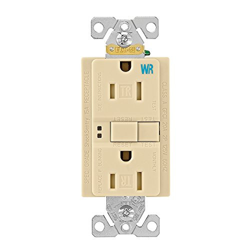 Eaton GFCI Self-Test 15A -125V Tamper & Weather Resistant Duplex Receptacle with Standard Size Wallplate, Ivory