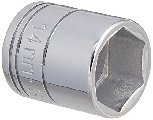 SK Professional Tools 40713 1/4in. Drive 6-Point Metric Standard Chrome Socket - 14mm, Cold Forged Steel Socket with SuperKrome Finish, Made in USA