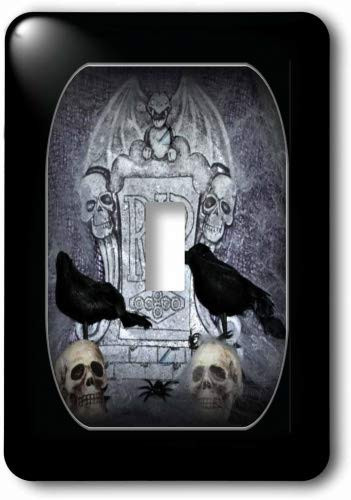 3dRose lsp_28313_1 Rip with Crow Halloween Skull Design Light Switch Cover