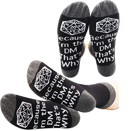 PXTIDY RPG Gaming Socks Dungeons and Dragons Gift Because I'm the DM That's Why Socks D20 Dungeon Dragons Gaming Gift RPG Game Dungeon Master Gift 2pairs/set PXTIDY RPG Gaming Socks Dungeons and Dragons Gift Because I'm the DM That's Why Socks D20 Dungeon Dragons Gaming Gift RPG Game Dungeon Master Gift 2pairs/set