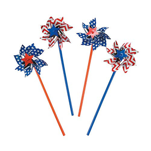 Fun Express American Flag Patriotic Pinwheels 36 per Order Fourth of July Party - Patriotic Party Decorations