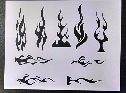 OutletBestSelling Reusable Sturdy Flames Tribal Flame Fire Pin Stripe 11inch  x 8.5inch  Custom Stencil