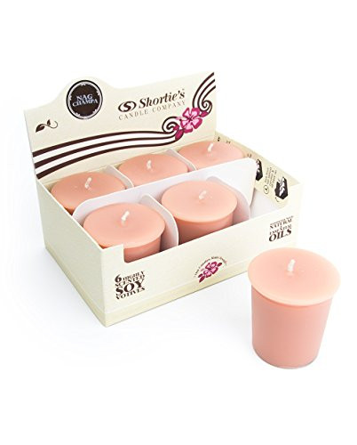 Nag Champa Soy Votive Candles - Scented with Natural Fragrance Oils - 6 Brown Natural Votive Candle Refills - Incense  and  Earth Collection