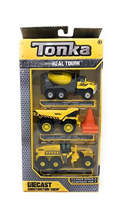 Tonka Real Tough Diecast Construction Crew - 3 Pack Concrete Carrier, Heavy Dump Truck, and Grader Tonka Real Tough Diecast Construction Crew - 3 Pack Concrete Carrier, Heavy Dump Truck, and Grader