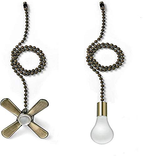 JIEQIJIAJU Ceiling Fan Pull Chains, 2pcs 3mm Diameter Beaded Ball Fan Pull Chain, 13.6 Inches Fan Pulls Set with Connector for Ceiling Fan Light and LampsBroze