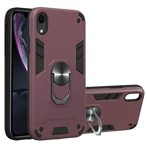 FlipBird iPhone XR Cover, Heavy Duty Shock-Absorption w/Kickstand Hybrid 360 Rotating Ring Holder for Magnetic Car Mount Protective Rugged Phone Case for iPhone XR 6.1 Inch Deep Red