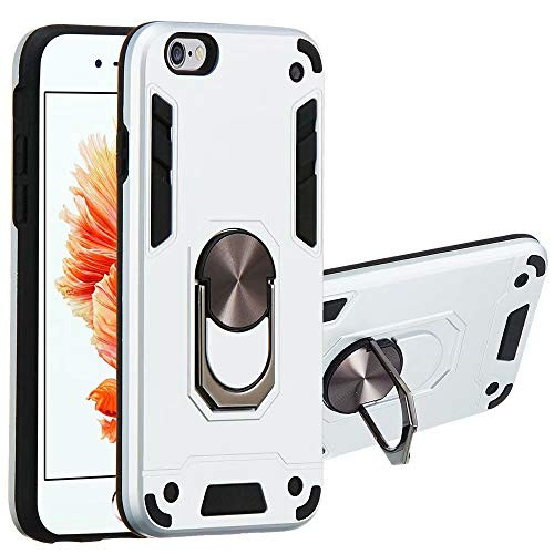 FlipBird iPhone 6S Cover, Heavy Duty Shock-Absorption w/Kickstand Hybrid 360 Rotating Ring Holder for Magnetic Car Mount Protective Rugged Phone Case for iPhone 6/6S 4.7 Inch Silver