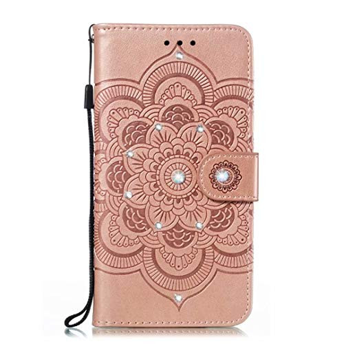 FlipBird Rose Gold Wallet Case for Sony Xperia L4, Leather Case with Card Solts Holder,Flower Embossed PU Flip Wallet Case with Lanyard  and  Stand for Sony Xperia L4