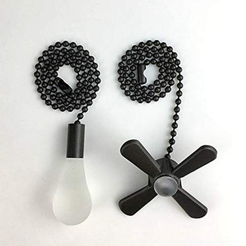 JIEQIJIAJU Ceiling Fan Pull Chains, 2pcs 3mm Diameter Beaded Ball Fan Pull Chain, 13.6 Inches Fan Pulls Set with Connector for Ceiling Fan Light and LampsBlack