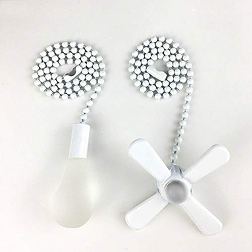 JIEQIJIAJU Ceiling Fan Pull Chains, 2pcs 3mm Diameter Beaded Ball Fan Pull Chain, 13.6 Inches Fan Pulls Set with Connector for Ceiling Fan Light and LampsWhite