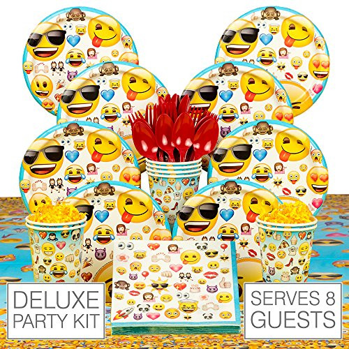 Emoji Smiley Face Emoticons Childrens Birthday Party Supplies Pack - 8 Guests