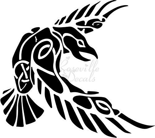 Raven Norse Vikings Odin Vinyl Decal Sticker for Home Office Decor Vehicle Window Sign Size- 12 inch / 30 cm Wide Color- Matte Black