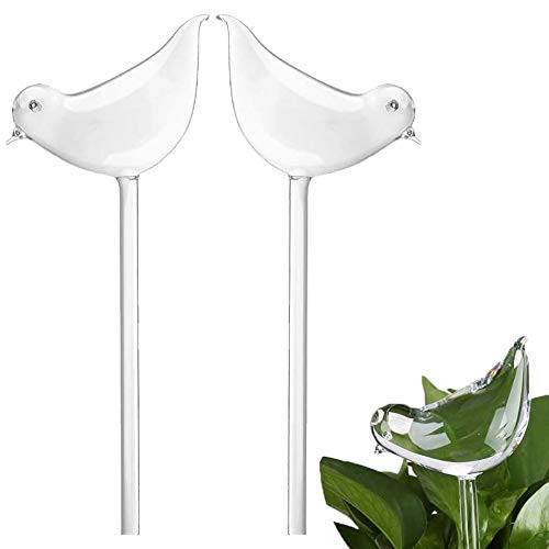 Plant Waterer Self Watering Bulbs, Hand Blown Clear Glass Plant Watering Globes, Bird Shape Self Watering for Indoor and Outdoor Plants 2 Pack Plant Waterer Self Watering Bulbs, Hand Blown Clear Glass Plant Watering Globes, Bird Shape Self Watering for Indoor and Outdoor Plants 2 Pack