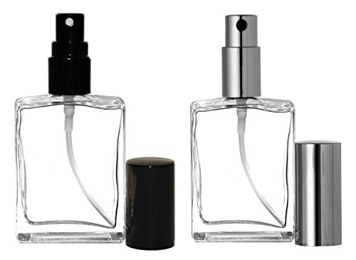 Riverrun Set of 2 Perfume Atomizers Glass Bottle Black and Silver Fine Mist Sprayers 1/2 oz. 15ml 1 of each color
