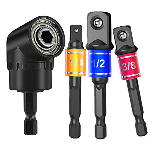 3Pcs 1/4 3/8 1/2inch  Impact Grade Universal Socket Wrench Adapter Extension Setplus 105Degree Right Angle Screwdriver Set Drill Hex Bit Socket Adapter,Universal Socket,Drill Bit Set,Screwdriver Bit Set