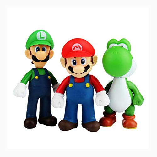 JoySee Set of 3 Pcs Super Mario Bros Luigi, Mario, Yoshi Action Figures Toy, 4.7 JoySee Set of 3 Pcs Super Mario Bros Luigi, Mario, Yoshi Action Figures Toy, 4.7