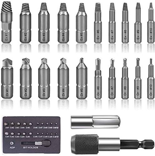 Damaged Screw Extractor Set 22 Pcs Stripped Screw Extractor Kit All-Purpose Screwdriver Bits for Broken Bolt Stripped Screw Extractors