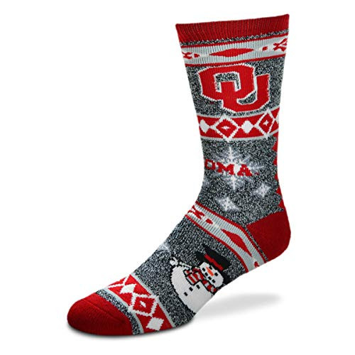 For Bare Feet NCAA Ugly Christmas Holiday Snowman Socks-Oklahoma Sooners-Large For Bare Feet NCAA Ugly Christmas Holiday Snowman Socks-Oklahoma Sooners-Large