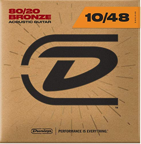 Dunlop DAB1048 Acoustic 80/20 Bronze Guitar Strings, Extra Light, .010.048, 6 Strings/Set