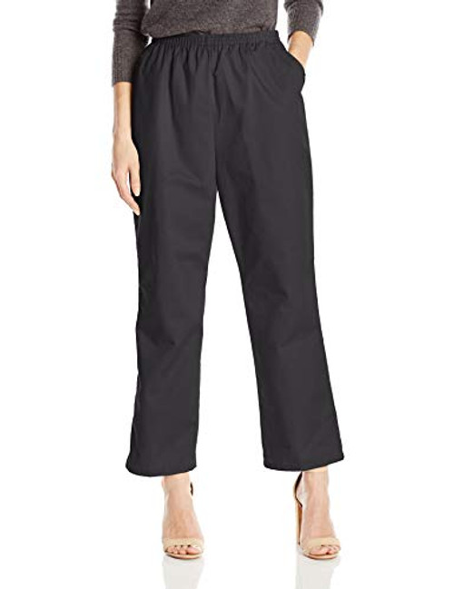 Chic Classic Collection Women's Petite Cotton Pull-On Pant with Elastic Waist, Black Twill, 6P
