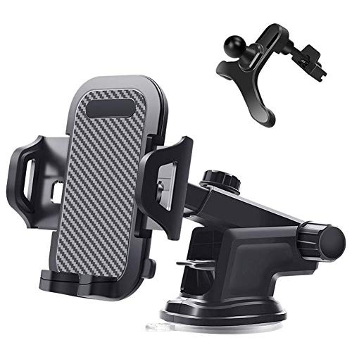 Universal Car Phone Mount, Car Phone Holder for Car Dashboard Windshield Air Vent Long Arm Strong Suction Cell Phone Car Mount