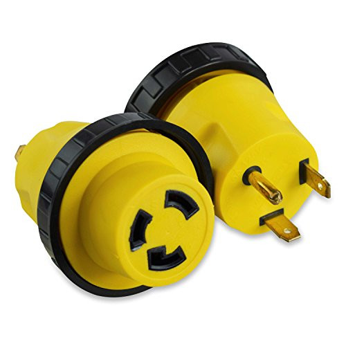 Leisure Cords 30A Male To 30Amp Female Twist Adapter RV Locking Power Cord Male to Female Camper Generator Cable Adapter Electrical Converter Plug 30A Male To 30A Female