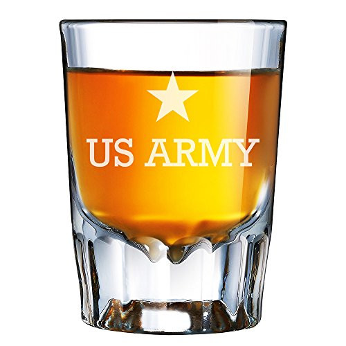 Star US Army Engraved Barcraft Fluted Shot Glass