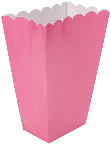 amscan Party Ready Large Popcorn Favour Box, Pink, Paper, 7inch  x 5inch , Pack of 10