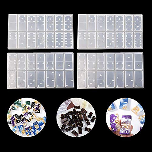 SYWAN 2 Set Resin Domino Molds,Double 6 Dominoes Game Silicone Mold,28 Cavities Epoxy Resin Domino Game Molds, DIY Silicone Molds for Personlized Dominoes