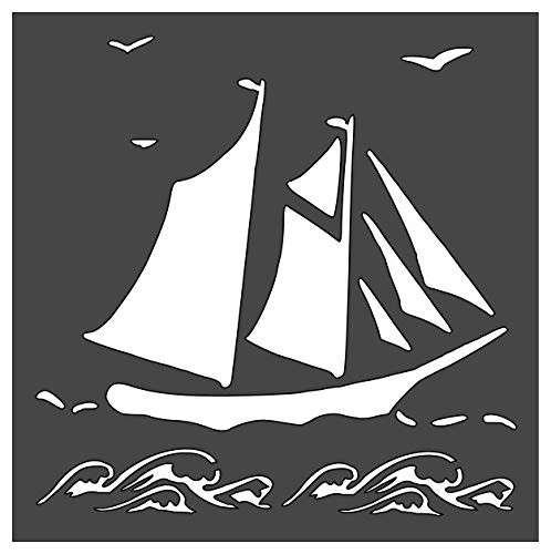 Sailboat Stencil 1-5.5x5.5 inch Custom Cut Reusable Stencil Drawing Template Flexible Clear Plastic Sheets 0.15mm Thick SL-1289