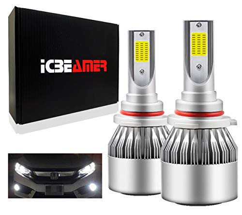 ICBEAMER 9005 HB3 COB LED Automotive Headlight 12v 36W 6000K Super Bright White Fit High Beam Fog Light Bulbs
