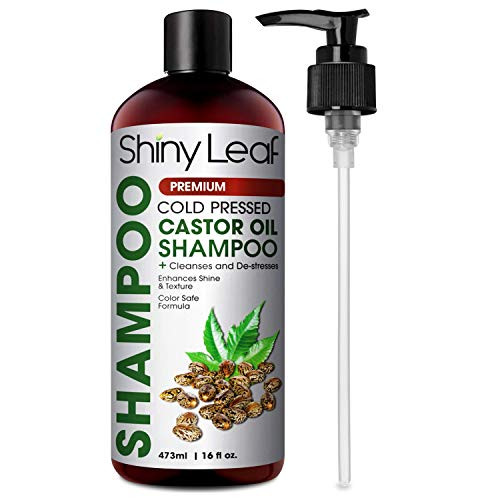Shiny Leaf Cold Pressed Castor Oil Shampoo  Premium Hair Growth Shampoo with Cold Pressed Castor Oil, For All Hair Types, Moisturizes Hair, Keeps Hair Silky Soft and Smooth, 16 oz. 473ml
