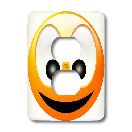 3dRose lsp_19403_6 Smiley Face 1 a Yellow and Black Happy Face with a Big Smile and Huge Eyes 2 Plug Outlet Cover