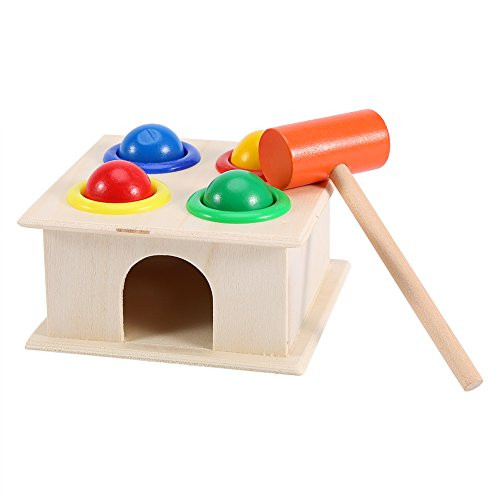 Yosoo Wooden Ball Hammer Box Toy, Children Kids Early Learning Educational Toys Baby Colorful Hammering Wooden Ball Wooden Gift Toy