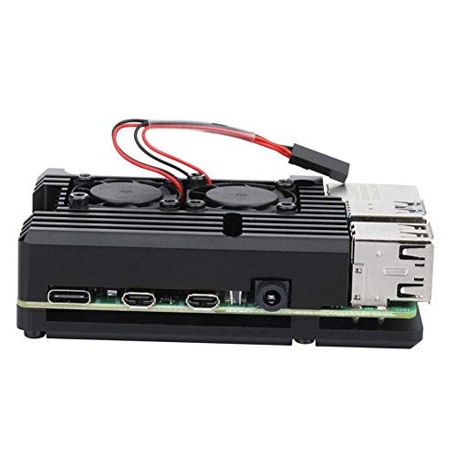 Tangxi Black Aluminum Alloy Case, Shell Metal Shell Heat Dissipation Case Fit, Computer Enclosure Protective for Raspberry Pi 4 Model B/B plus
