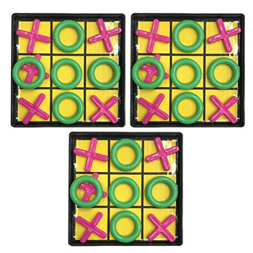 TOYANDONA 3 Sets Plastic Board Games Tic Tac Toe XO Fun Family Games Strategy Board Games Brain Games for Kids and Adult Random Color