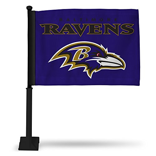 NFL Rico Industries Car Flag including Pole, Baltimore Ravens - Purple Team Color, 16 x 19.5-inches