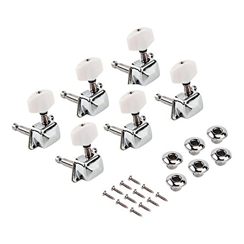 Kmise Guitar Tuning Pegs Keys Tuners Machine Heads for Electric Acoustic Guitar Parts Replacement Chrome 6 L Inline Semiclosed