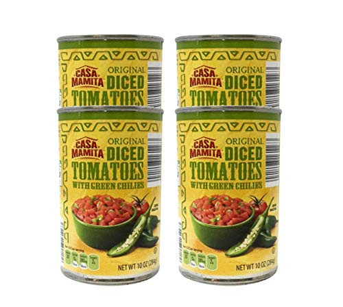 Casa Mamita Original Diced Tomatoes with Green Chilies - 4 Cans 10 oz
