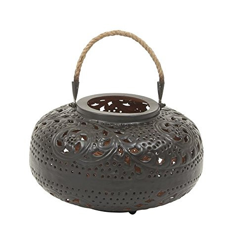 Deco 79 49619 Metal Rope Candle Lantern, 12" W/14 H