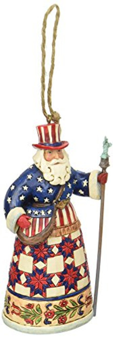 Jim Shore Heartwood Creek American Santa Stone Resin Hanging Ornament, 4.75"