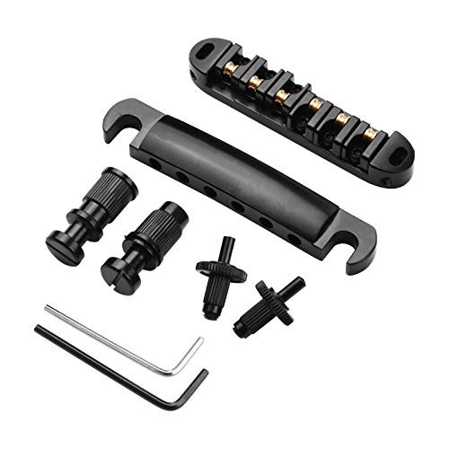 Aboodah Guitar Roller Saddle Bridge Tailpiece Set with Studs/Wrenches Replacement for LP Electric Guitars