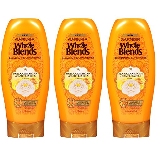 Garnier Hair Care Whole Blends Illuminating Conditioner with Moroccan Argan & Camellia Oils Extracts, 3 Count