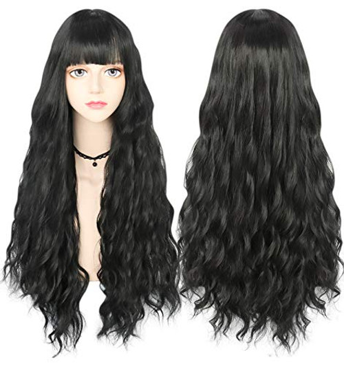 Anogol Hair Capplus Black Wig for Lolita Wigs Long Body Wave Wig Fluffy Curly Synthetic Wigs for Women Anogol Hair Capplus Black Wig for Lolita Wigs Long Body Wave Wig Fluffy Curly Synthetic Wigs for Women